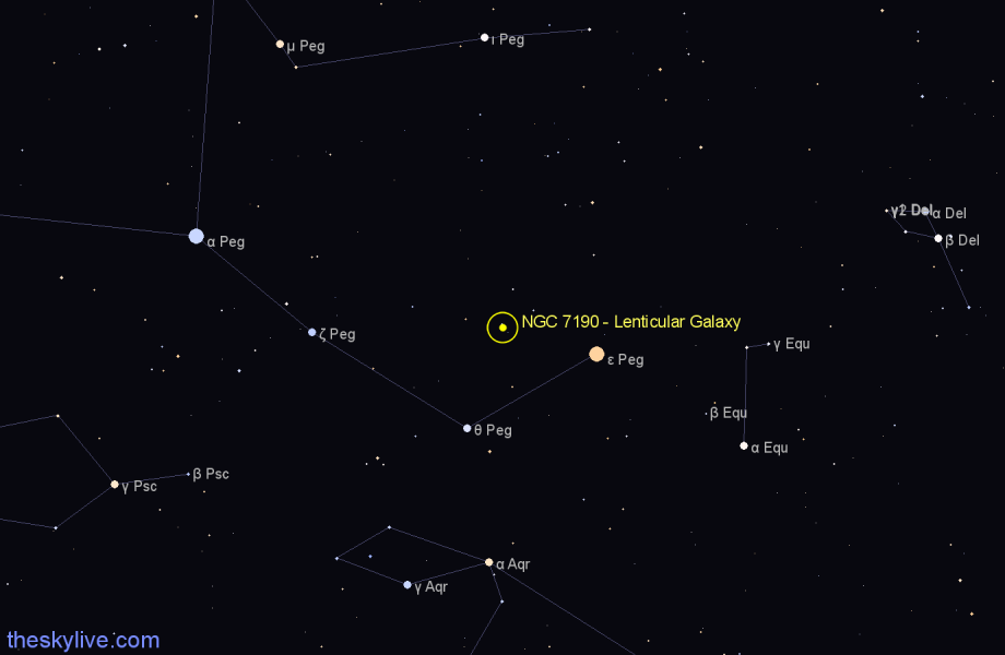 Finder chart NGC 7190 - Lenticular Galaxy in Pegasus star