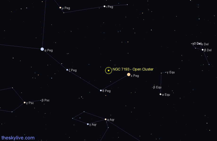 Finder chart NGC 7193 - Open Cluster in Pegasus star