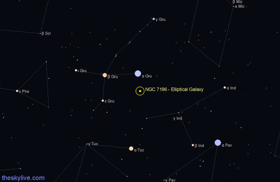Finder chart NGC 7196 - Elliptical Galaxy in Indus star