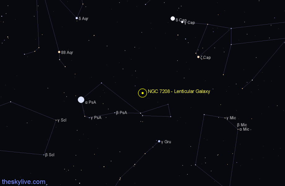 Finder chart NGC 7208 - Lenticular Galaxy in Piscis Austrinus star