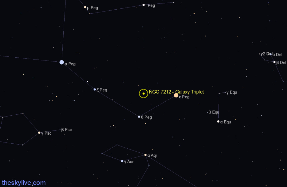 Finder chart NGC 7212 - Galaxy Triplet in Pegasus star