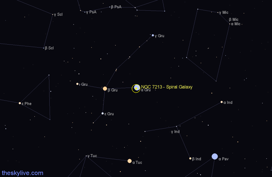 Finder chart NGC 7213 - Spiral Galaxy in Grus star