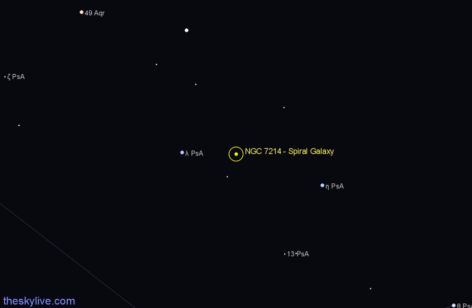 Finder chart NGC 7214 - Spiral Galaxy in Piscis Austrinus star