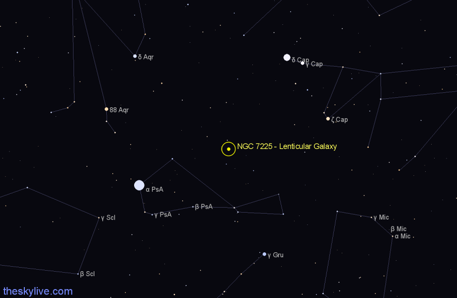 Finder chart NGC 7225 - Lenticular Galaxy in Piscis Austrinus star