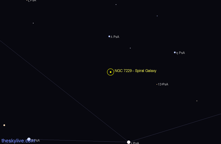 Finder chart NGC 7229 - Spiral Galaxy in Piscis Austrinus star