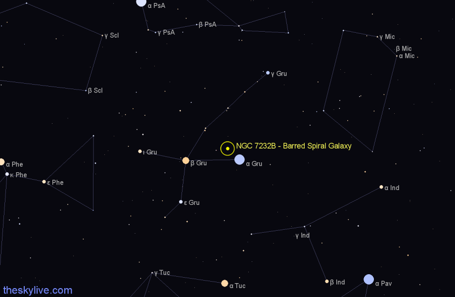 Finder chart NGC 7232B - Barred Spiral Galaxy in Grus star