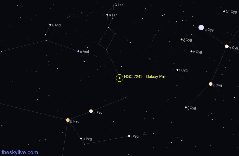 Finder chart NGC 7242 - Galaxy Pair in Lacerta star