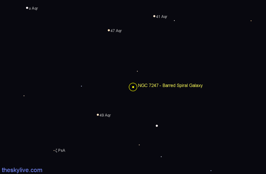 Finder chart NGC 7247 - Barred Spiral Galaxy in Aquarius star