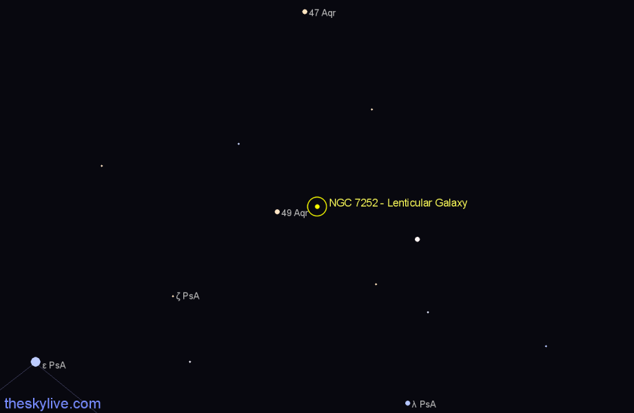 Finder chart NGC 7252 - Lenticular Galaxy in Aquarius star