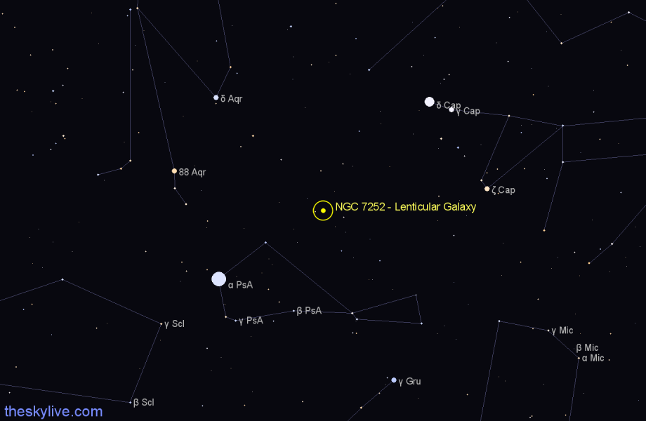 Finder chart NGC 7252 - Lenticular Galaxy in Aquarius star