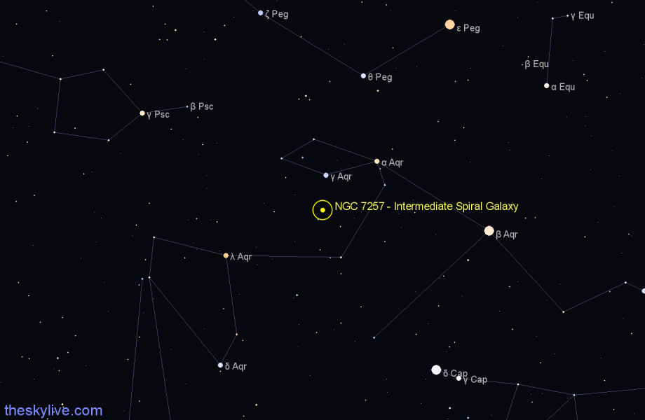 Finder chart NGC 7257 - Intermediate Spiral Galaxy in Aquarius star