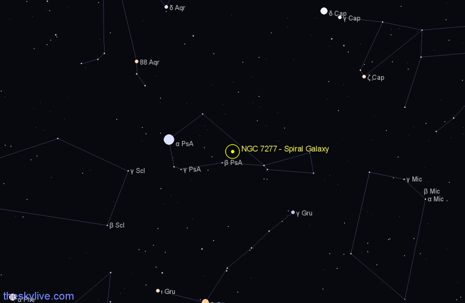 Finder chart NGC 7277 - Spiral Galaxy in Piscis Austrinus star