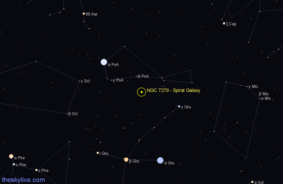 Finder chart NGC 7279 - Spiral Galaxy in Piscis Austrinus star
