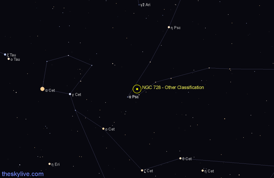 Finder chart NGC 728 - Other Classification in Pisces star