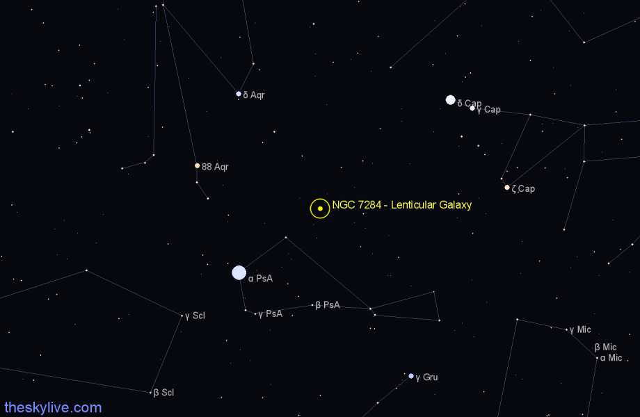 Finder chart NGC 7284 - Lenticular Galaxy in Aquarius star