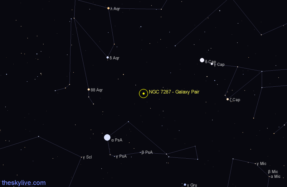 Finder chart NGC 7287 - Galaxy Pair in Aquarius star