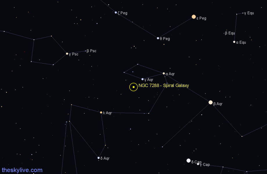 Finder chart NGC 7288 - Spiral Galaxy in Aquarius star