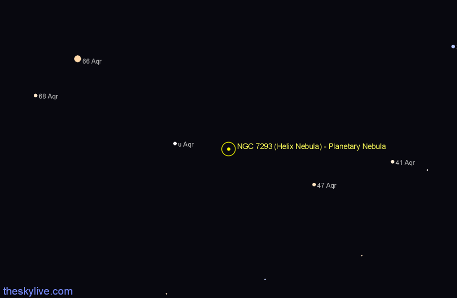 Finder chart NGC 7293 (Helix Nebula) - Planetary Nebula in Aquarius star