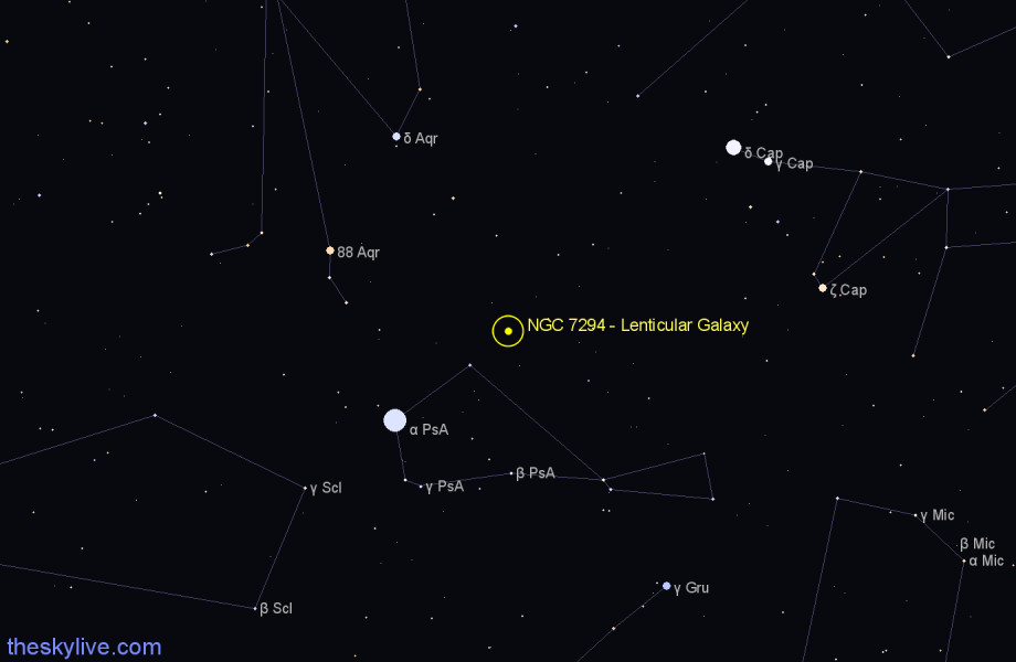 Finder chart NGC 7294 - Lenticular Galaxy in Piscis Austrinus star