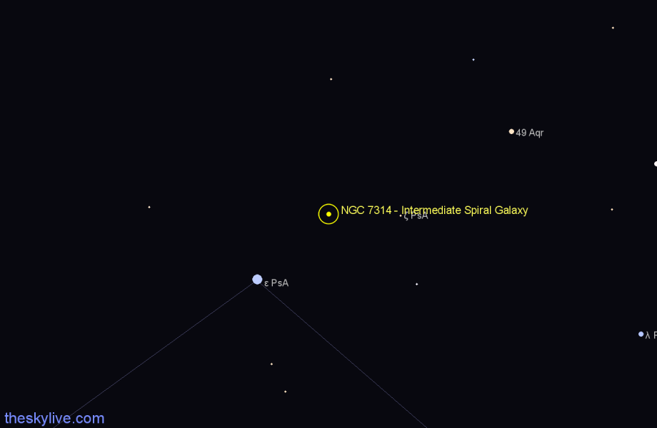 Finder chart NGC 7314 - Intermediate Spiral Galaxy in Piscis Austrinus star