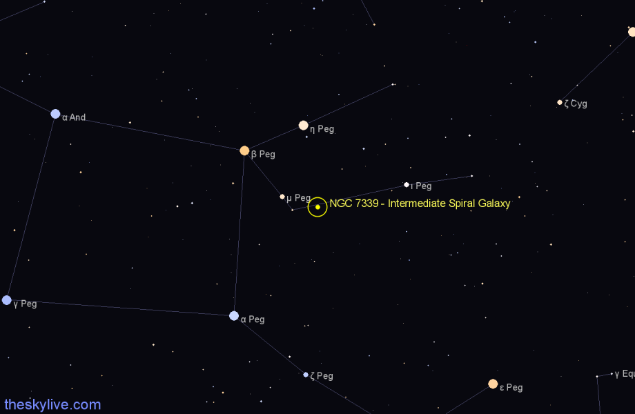 Finder chart NGC 7339 - Intermediate Spiral Galaxy in Pegasus star