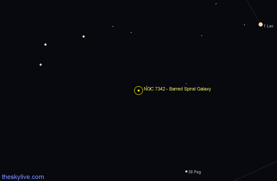 Finder chart NGC 7342 - Barred Spiral Galaxy in Pegasus star