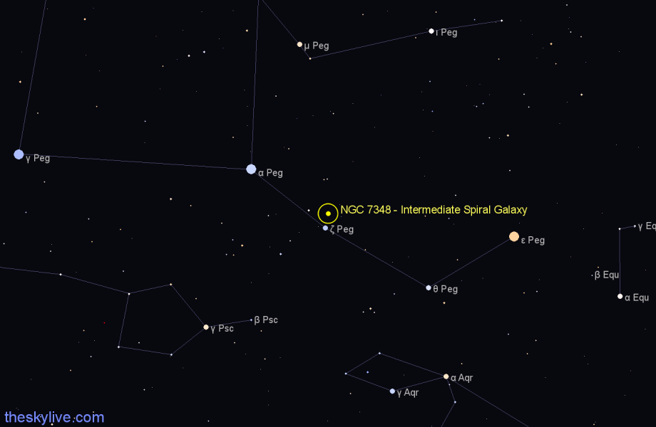 Finder chart NGC 7348 - Intermediate Spiral Galaxy in Pegasus star