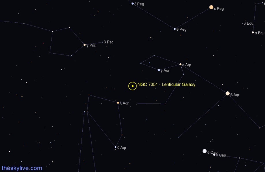 Finder chart NGC 7351 - Lenticular Galaxy in Aquarius star