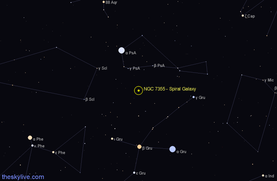 Finder chart NGC 7355 - Spiral Galaxy in Grus star