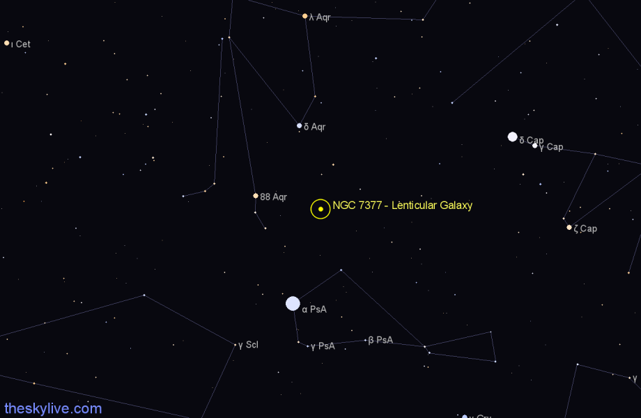 Finder chart NGC 7377 - Lenticular Galaxy in Aquarius star
