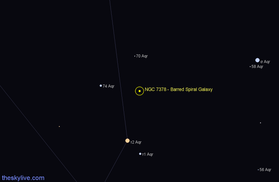 Finder chart NGC 7378 - Barred Spiral Galaxy in Aquarius star
