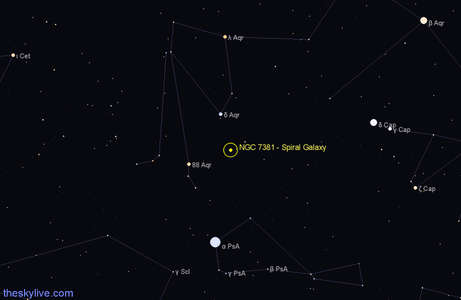 Finder chart NGC 7381 - Spiral Galaxy in Aquarius star