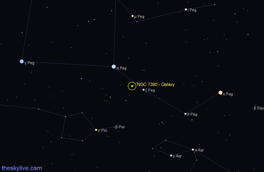 Finder chart NGC 7390 - Galaxy in Pegasus star