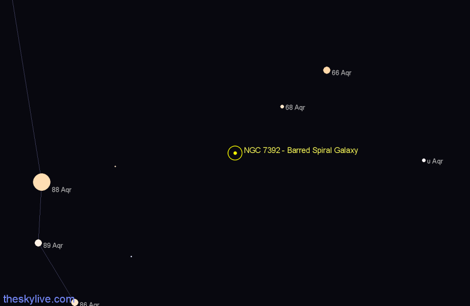 Finder chart NGC 7392 - Barred Spiral Galaxy in Aquarius star