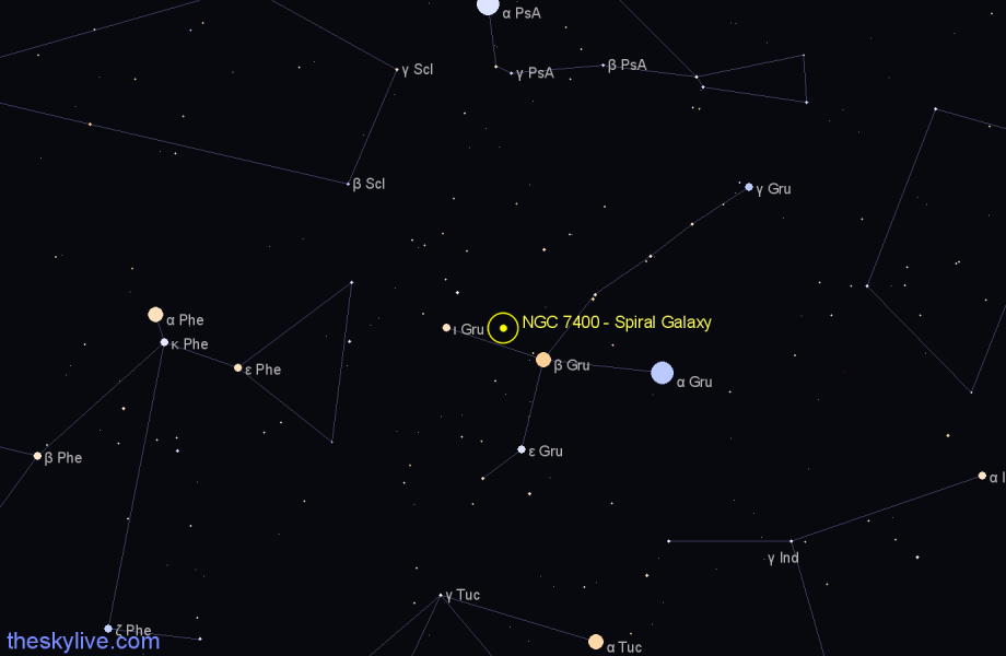 Finder chart NGC 7400 - Spiral Galaxy in Grus star