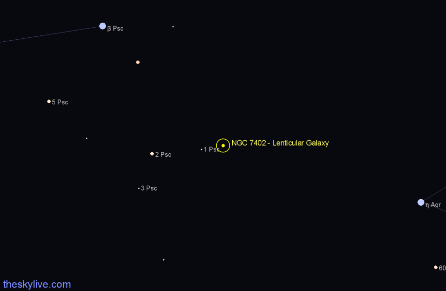 Finder chart NGC 7402 - Lenticular Galaxy in Pisces star