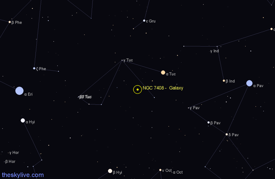 Finder chart NGC 7408 -  Galaxy in Tucana star