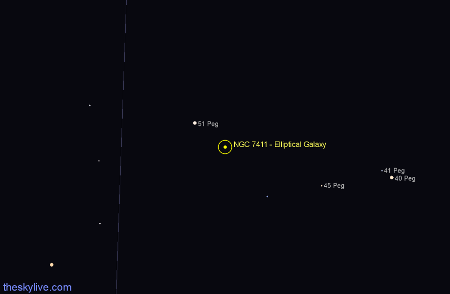Finder chart NGC 7411 - Elliptical Galaxy in Pegasus star