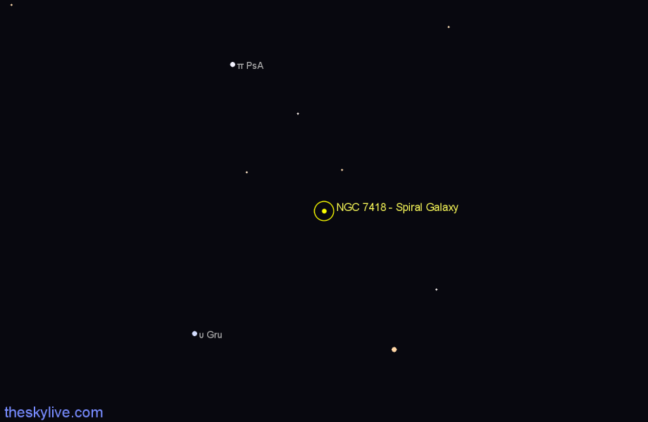 Finder chart NGC 7418 - Spiral Galaxy in Grus star