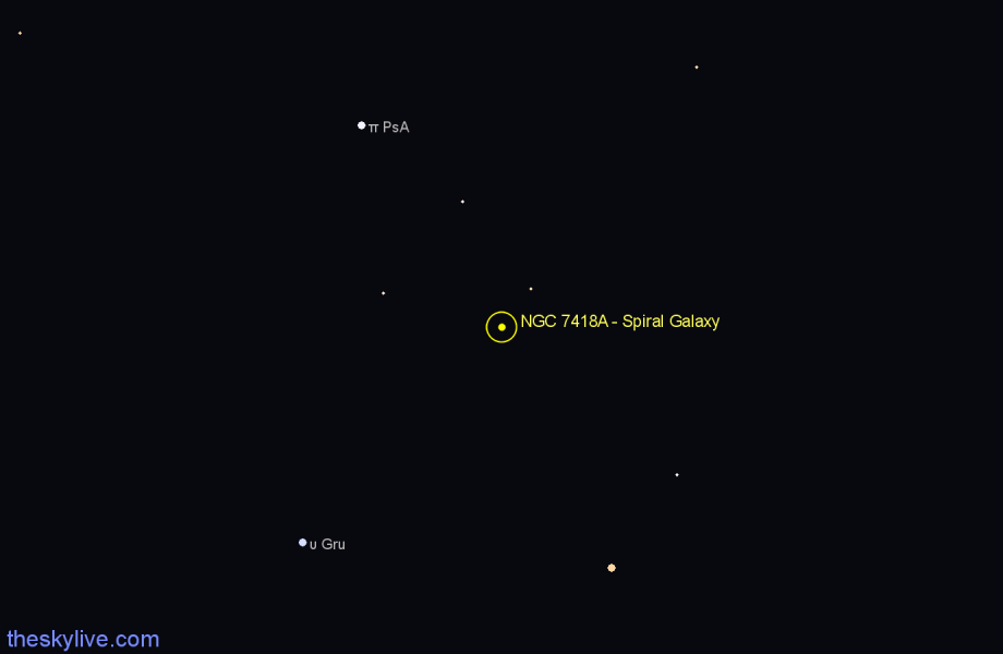 Finder chart NGC 7418A - Spiral Galaxy in Grus star