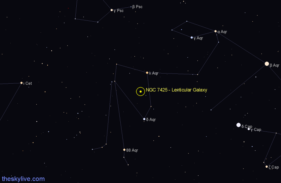 Finder chart NGC 7425 - Lenticular Galaxy in Aquarius star