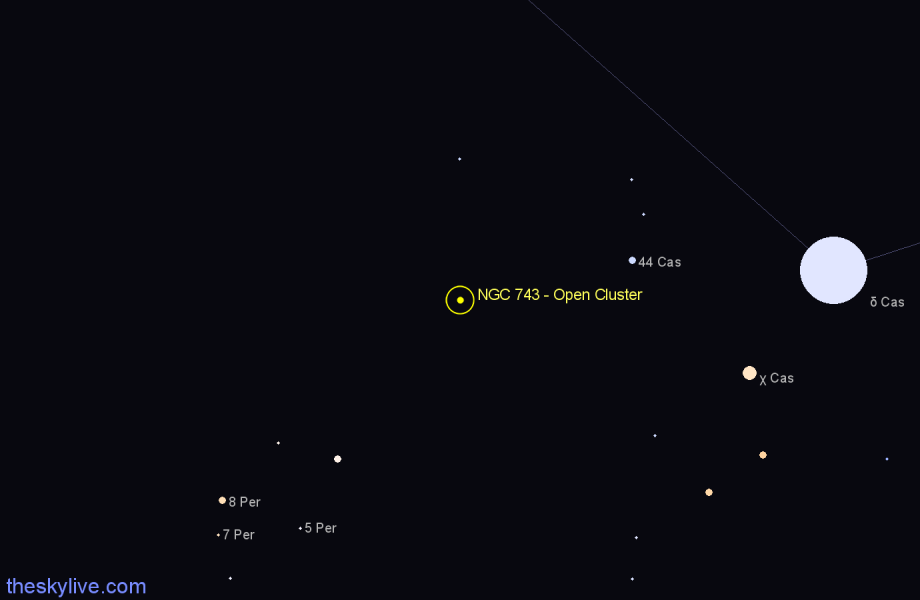 Finder chart NGC 743 - Open Cluster in Cassiopeia star