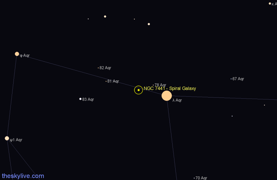 Finder chart NGC 7441 - Spiral Galaxy in Aquarius star