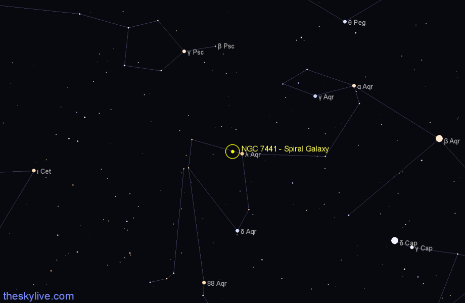Finder chart NGC 7441 - Spiral Galaxy in Aquarius star