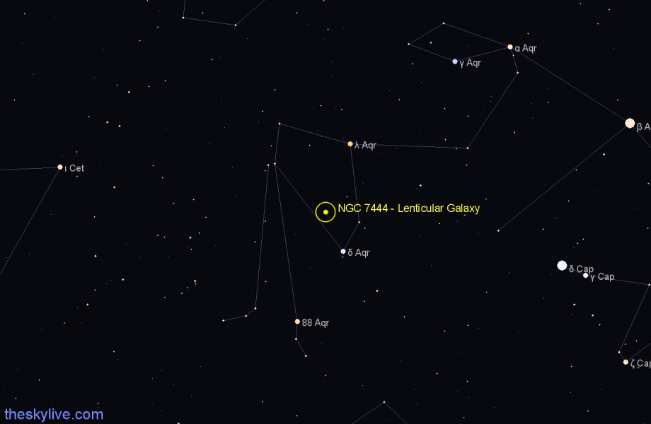Finder chart NGC 7444 - Lenticular Galaxy in Aquarius star
