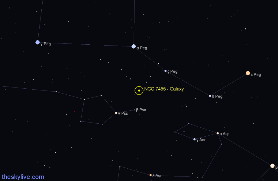Finder chart NGC 7455 - Galaxy in Pisces star