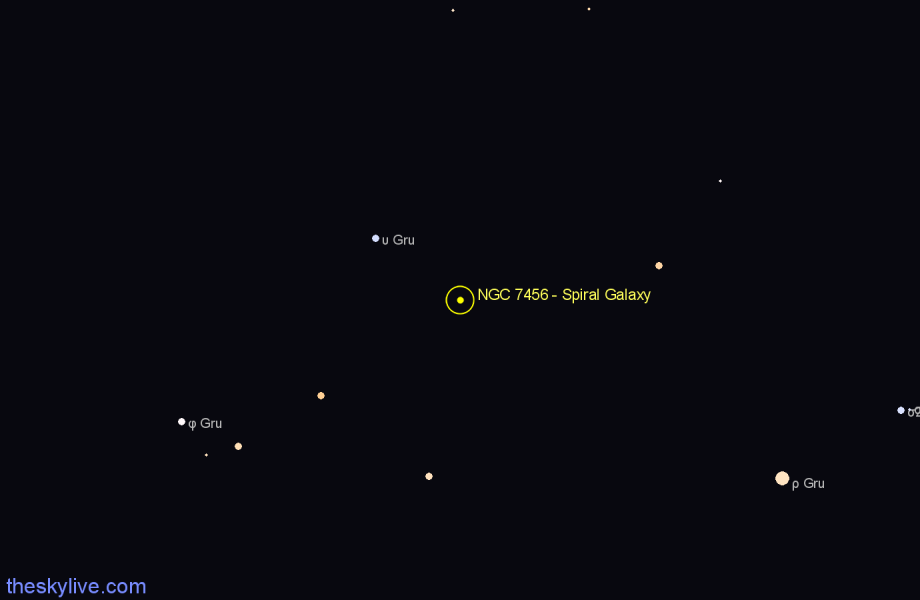 Finder chart NGC 7456 - Spiral Galaxy in Grus star