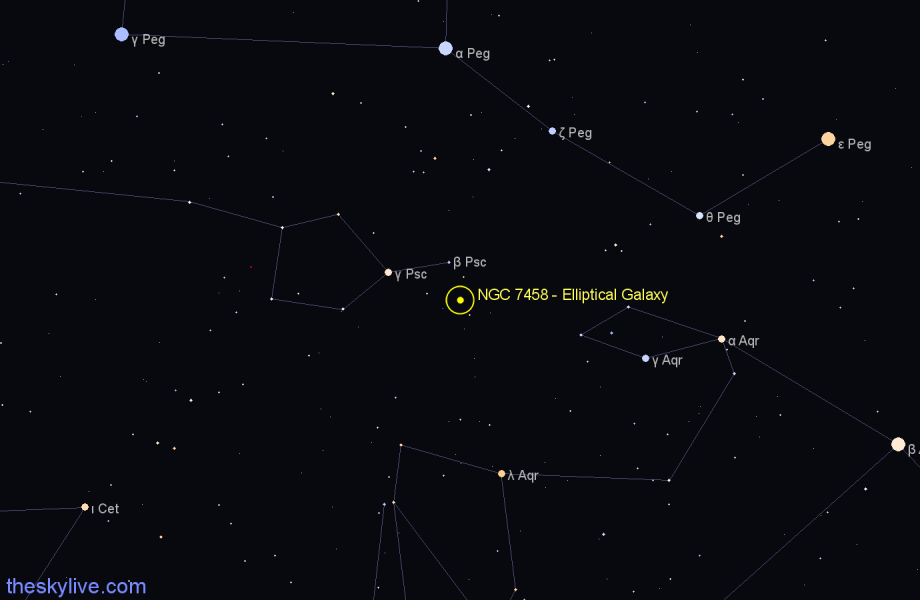Finder chart NGC 7458 - Elliptical Galaxy in Pisces star