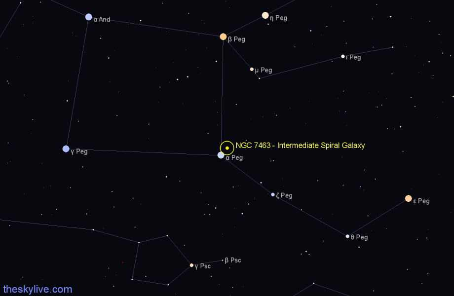 Finder chart NGC 7463 - Intermediate Spiral Galaxy in Pegasus star