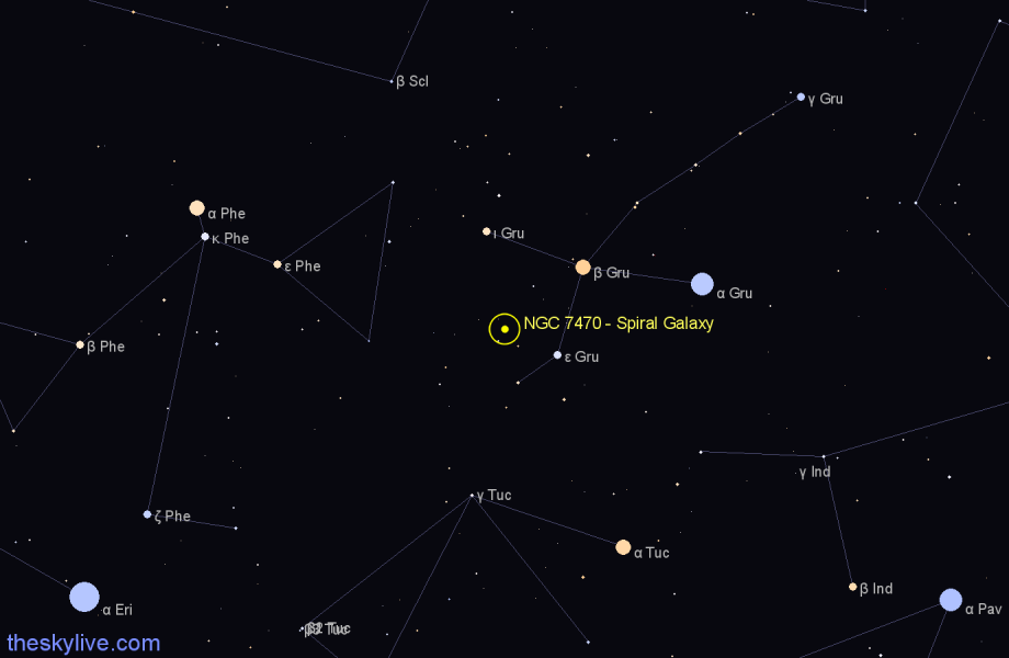 Finder chart NGC 7470 - Spiral Galaxy in Grus star
